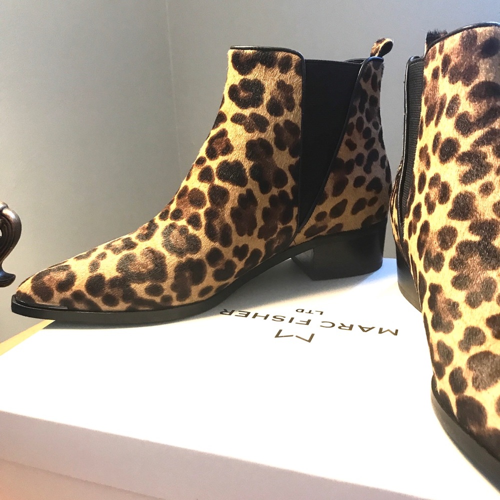 🌟NWT Marc Fisher Calf Hair Leopard Bootie 8.5 - Picture 7 of 12